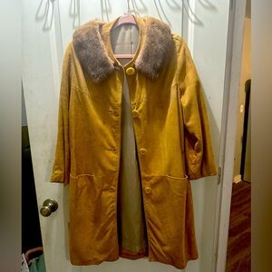 Vintage 1960s Mink Leather Camel Jacket. Cocktail length/ selling AS IS